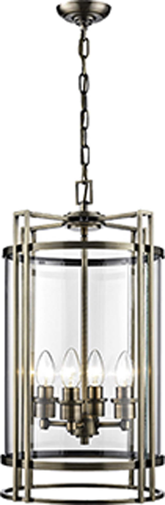 IL31093  Eaton Glass Pendant 4 Light Antique Brass